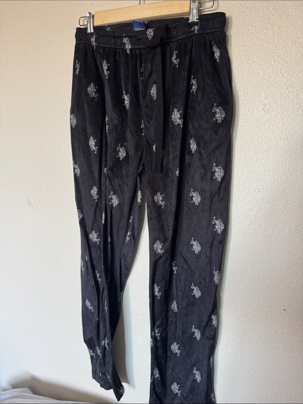 Polo by Ralph Lauren Black Lounge Joggers with White Pony Print